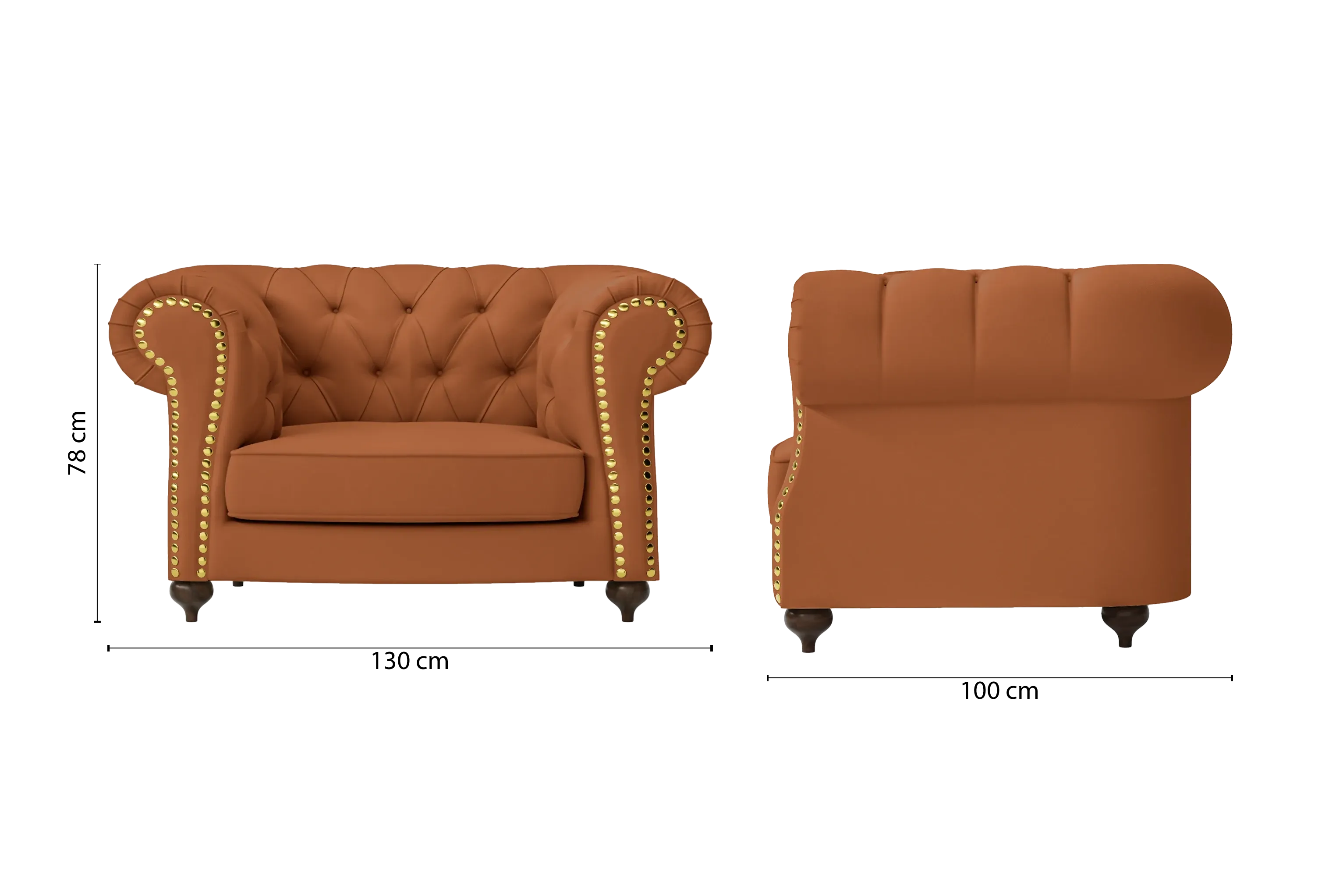 Bitonto Armchair Tan Brown Leather