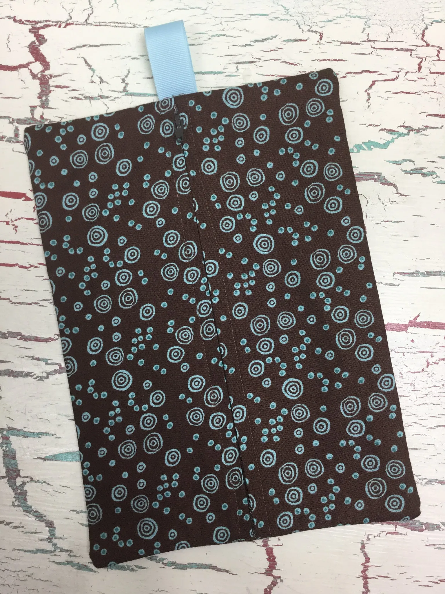 Blue Circles on Brown Diaper/Wipee Case