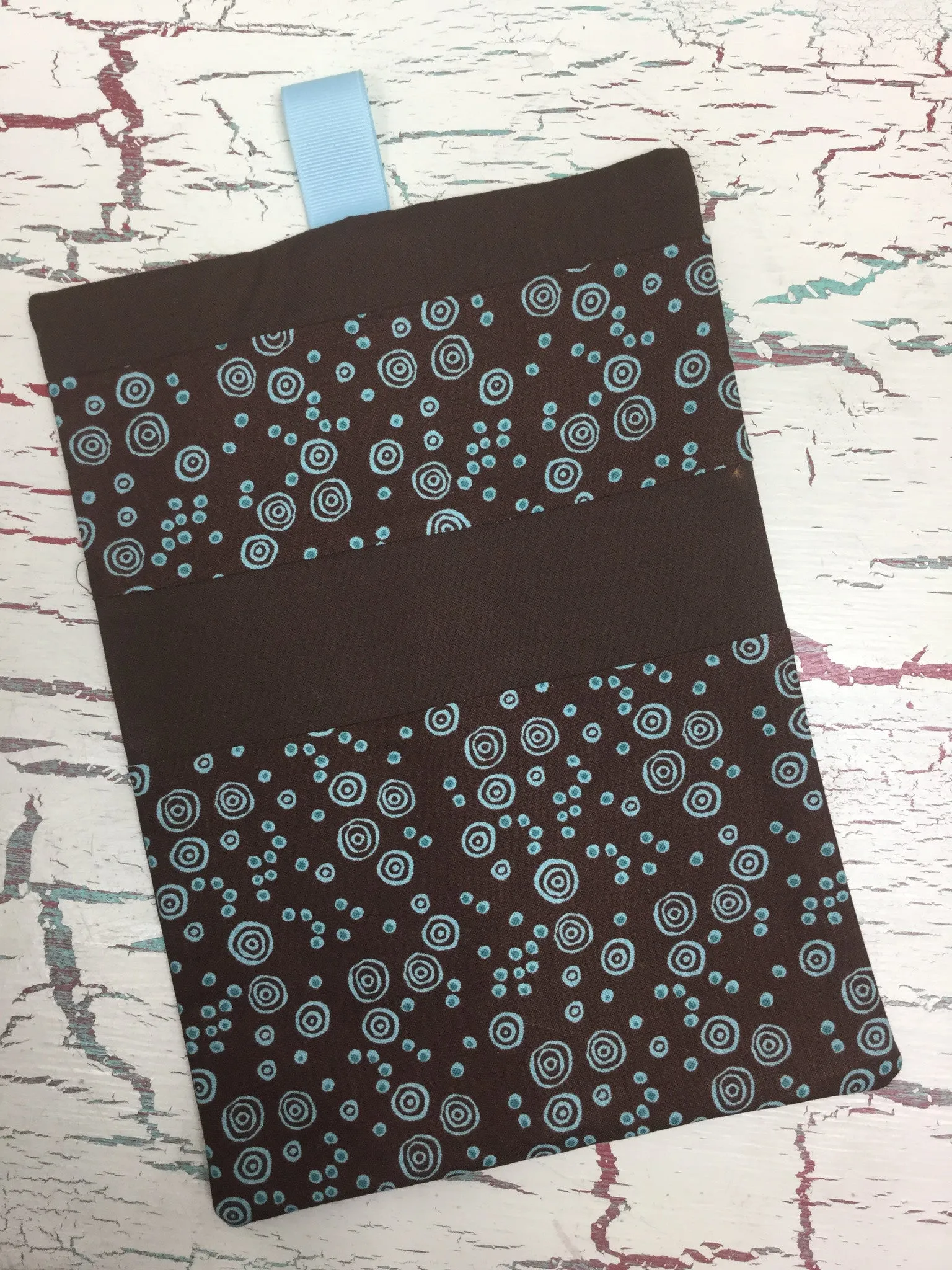 Blue Circles on Brown Diaper/Wipee Case