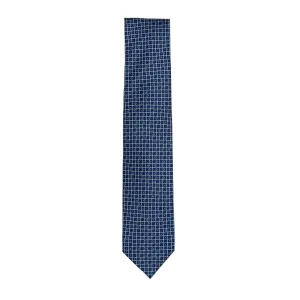 Blue Square Motif 100% Silk Tie