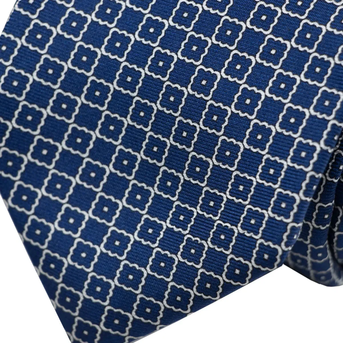 Blue Square Motif 100% Silk Tie