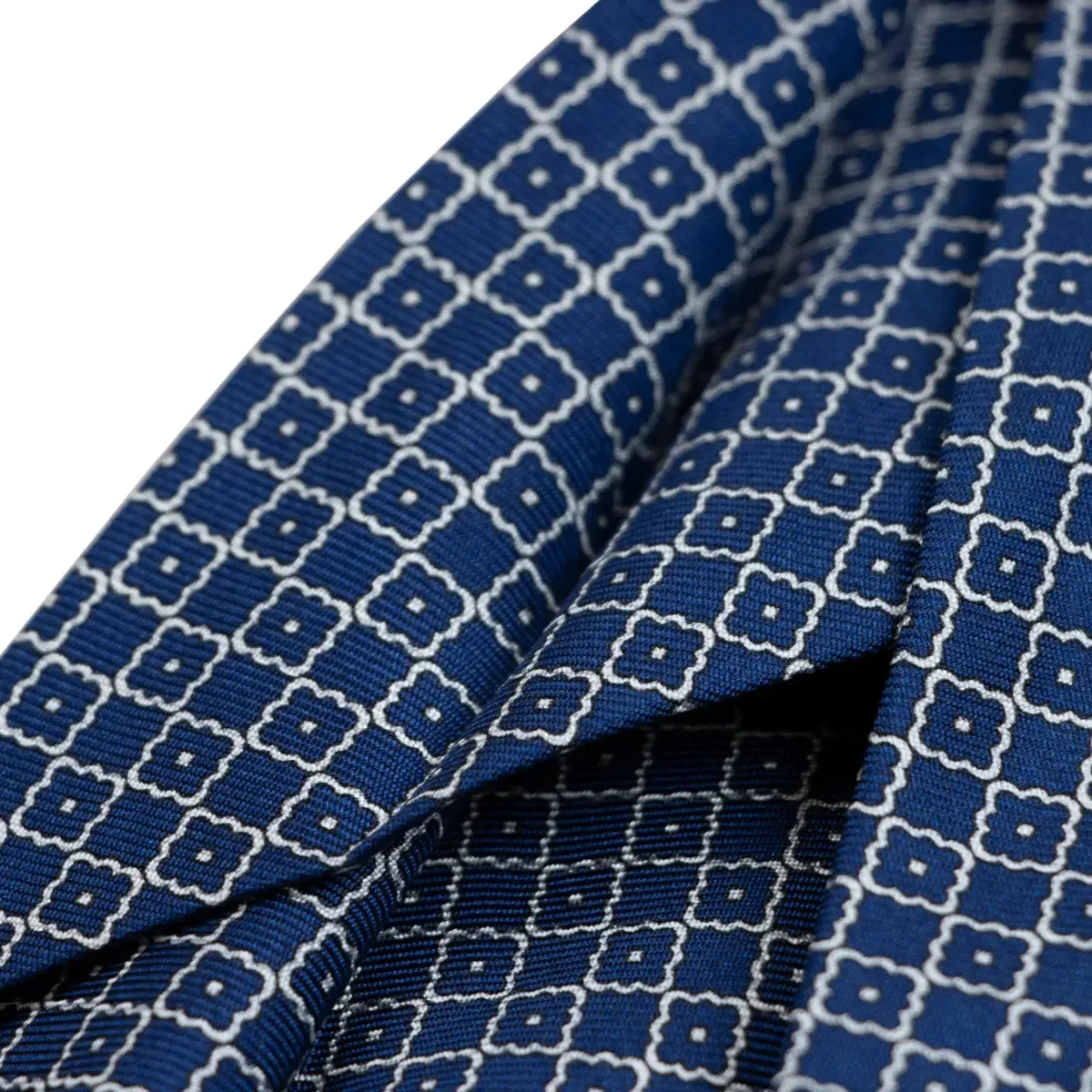Blue Square Motif 100% Silk Tie