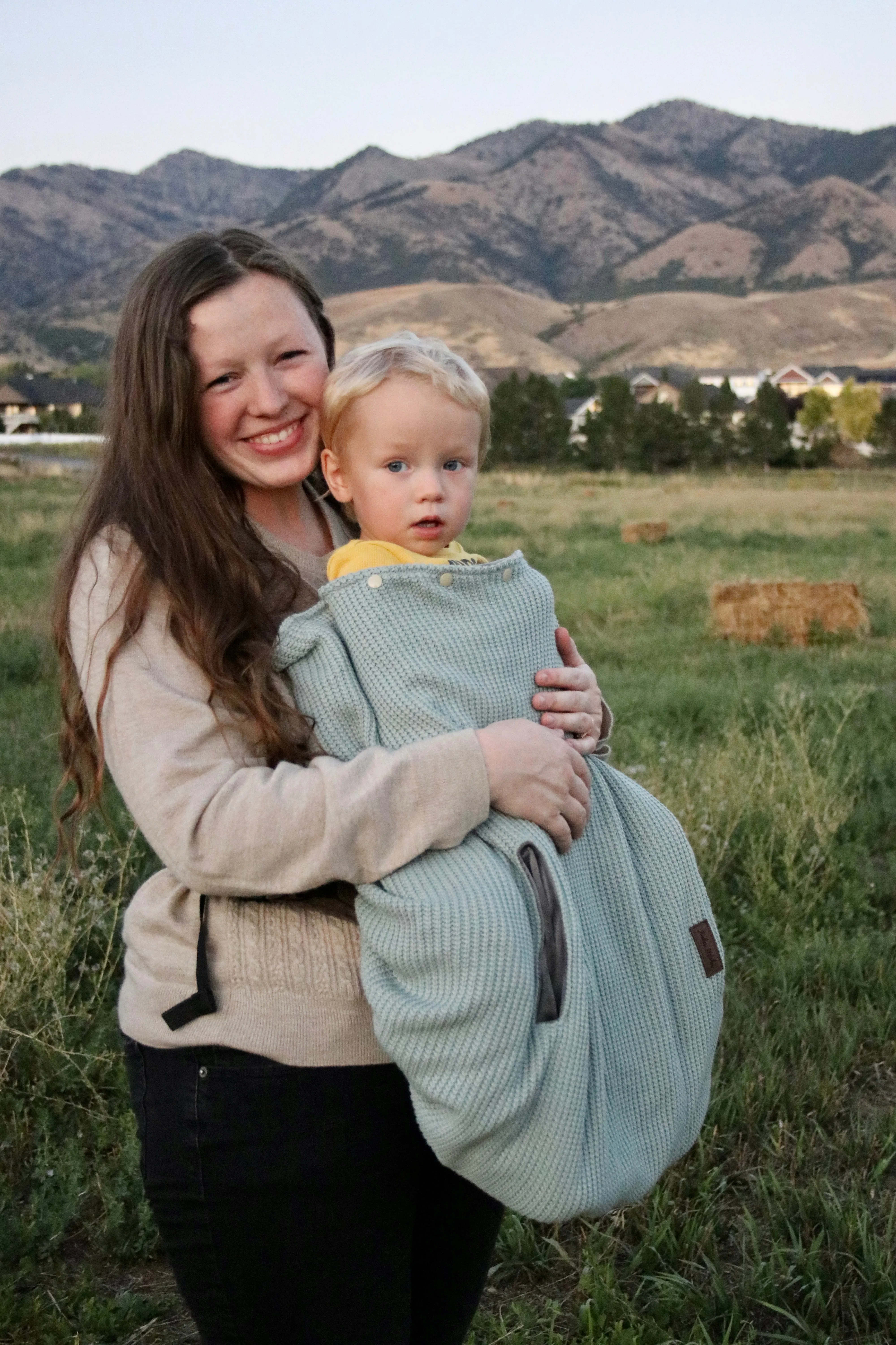 Blue Waffle- Sweater Knit Carrier Cover