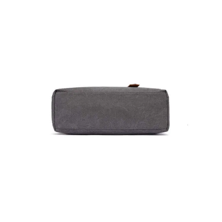 Canvas Shoulder Tote Bag | Three Zippered Main Compartments