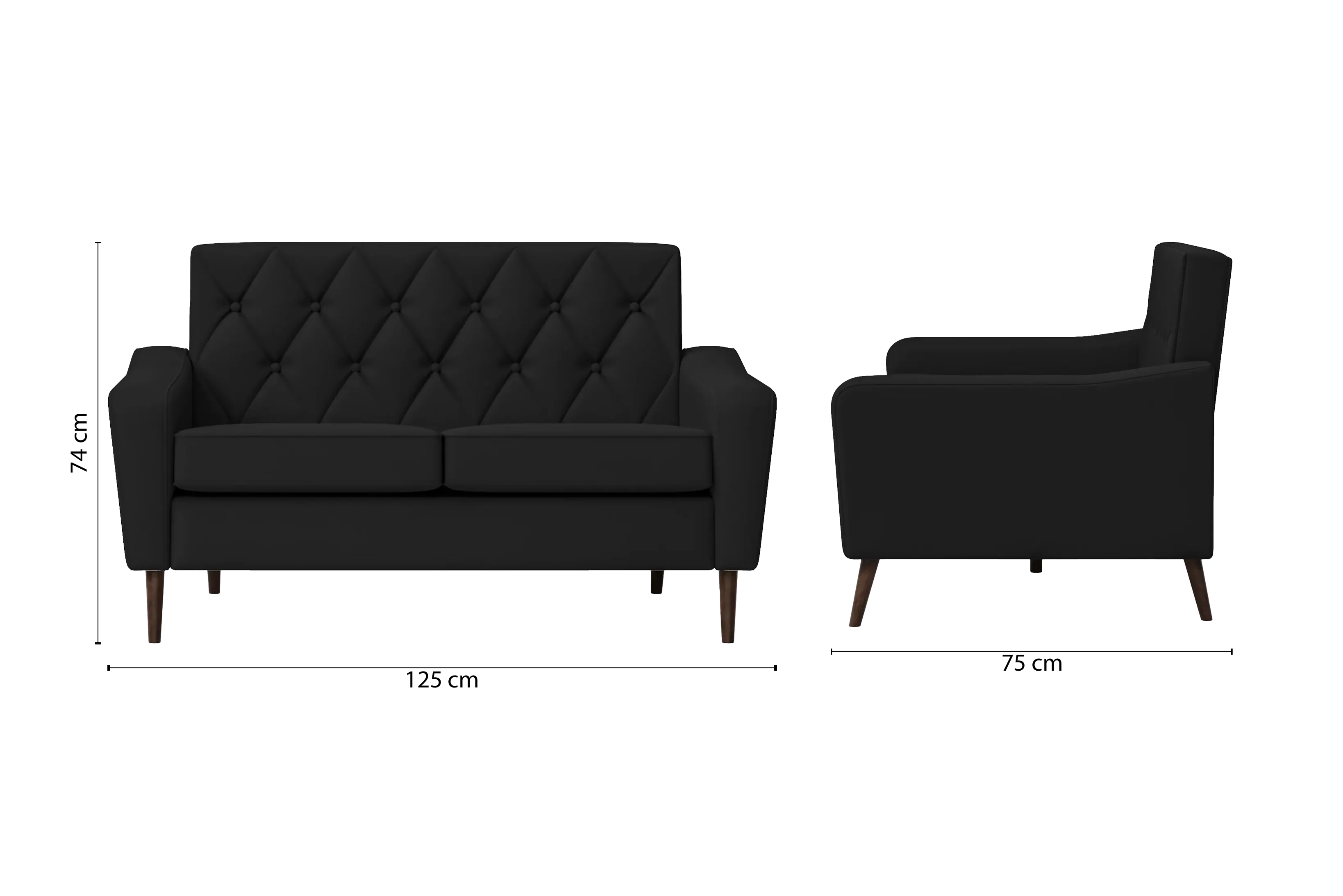 Carpi 2 Seater Sofa Black Leather