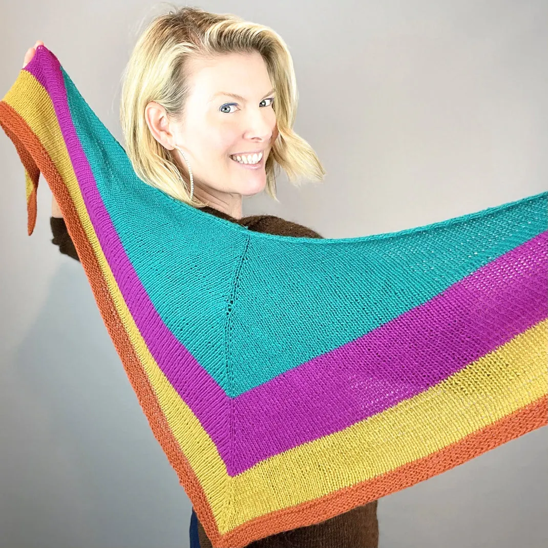 Cashmere Striped Shawlette Knitting Kit | Lang Yarns Cashmere Premium & Knitting Pattern (#394)