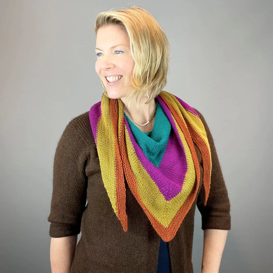 Cashmere Striped Shawlette Knitting Kit | Lang Yarns Cashmere Premium & Knitting Pattern (#394)