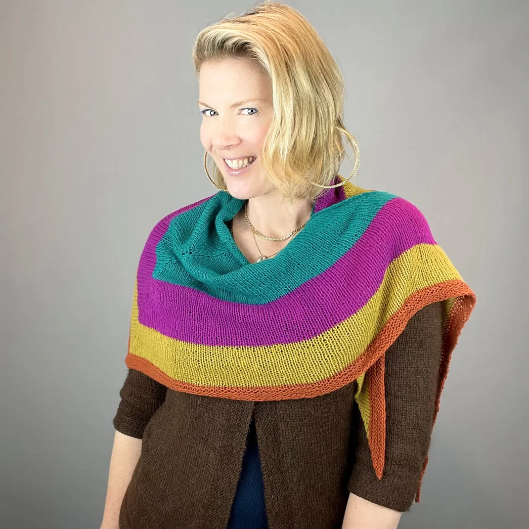 Cashmere Striped Shawlette Knitting Kit | Lang Yarns Cashmere Premium & Knitting Pattern (#394)