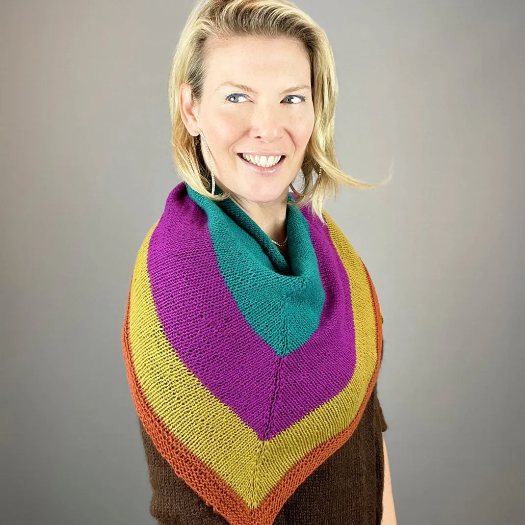 Cashmere Striped Shawlette Knitting Kit | Lang Yarns Cashmere Premium & Knitting Pattern (#394)