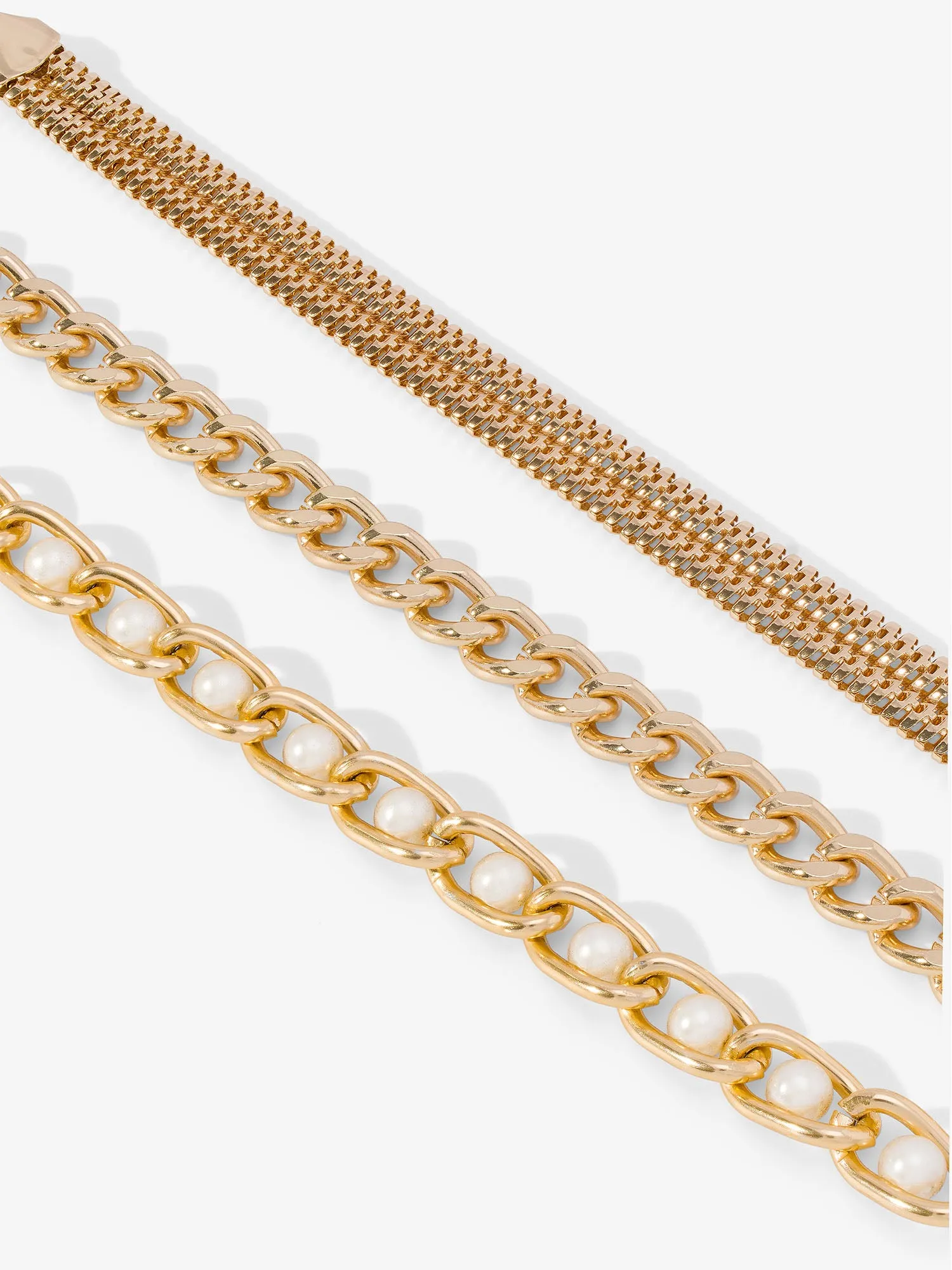 Chain Pearl Bracelet Set