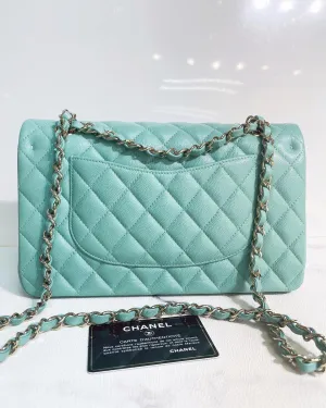 Chanel 21S Green Medium caviar leather with light gold-tone hardware