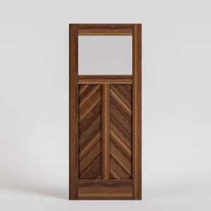 Chevron Paneled Solid Wood Exterior Door With Window