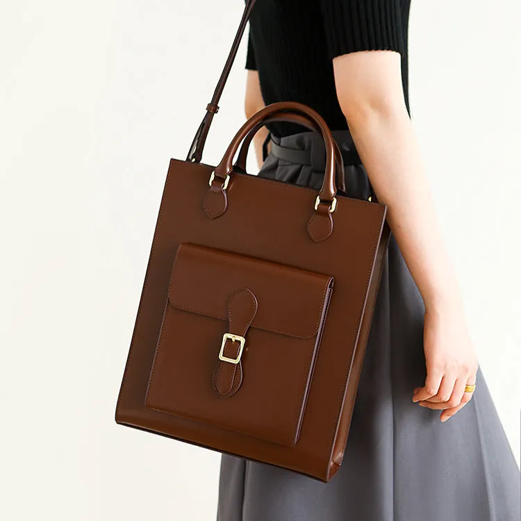 Chic Womens Genuine Leather Shoulder Bags Black Leather Tote