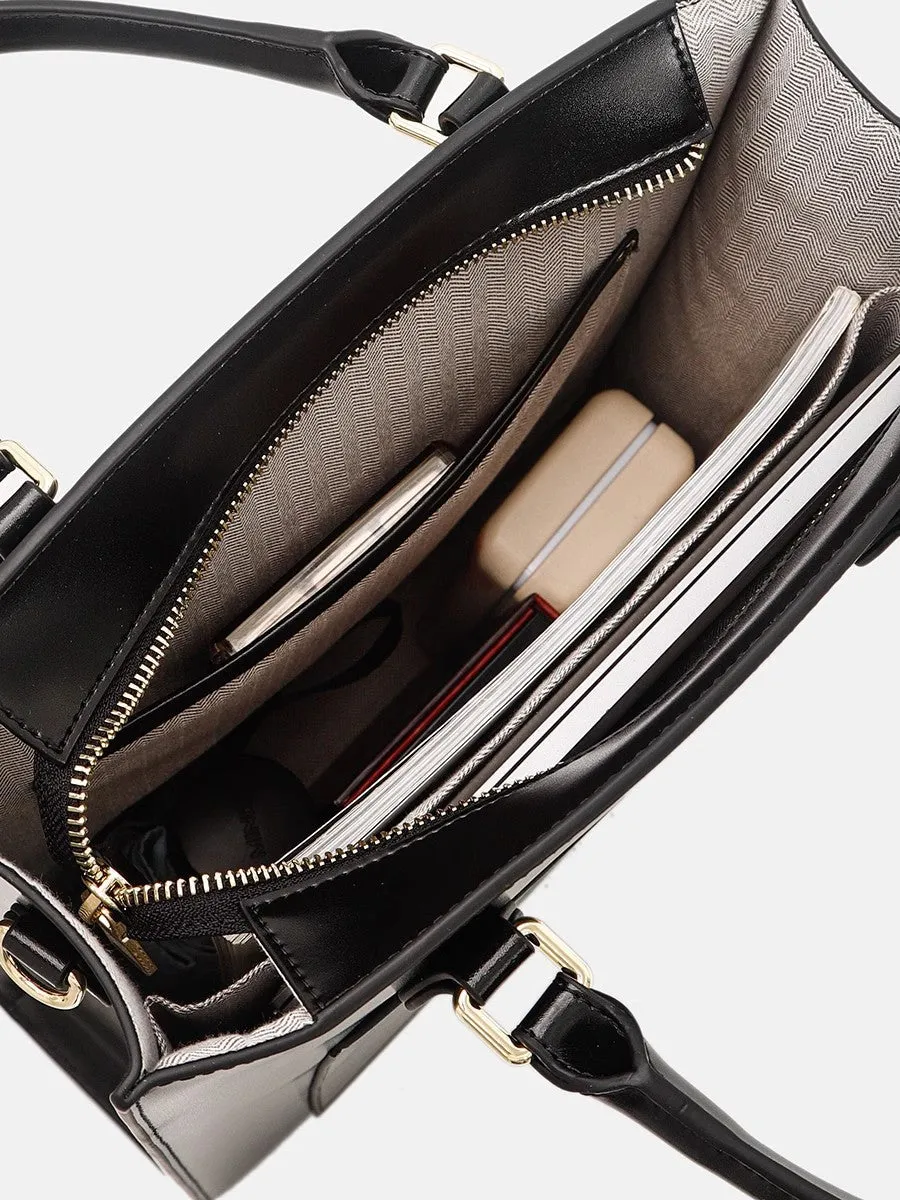 Chic Womens Genuine Leather Shoulder Bags Black Leather Tote