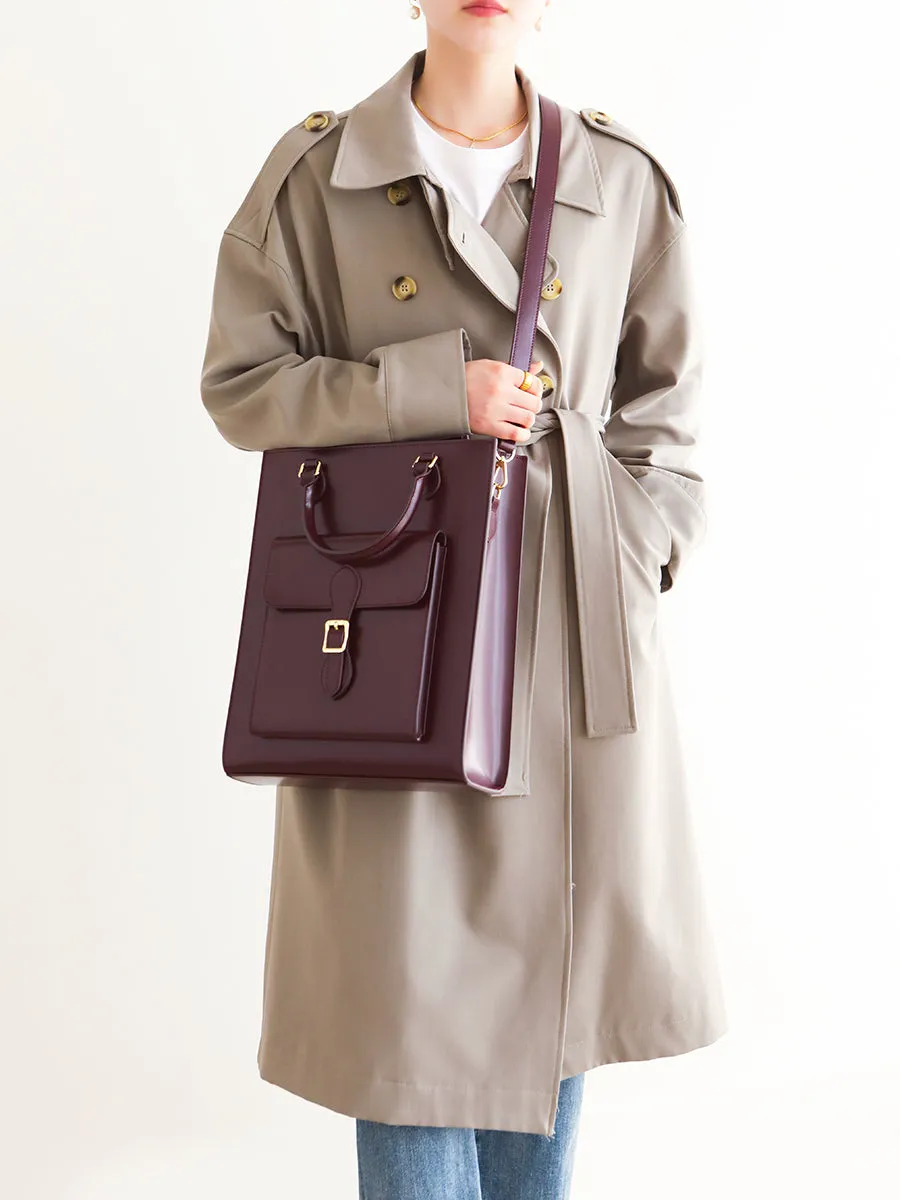 Chic Womens Genuine Leather Shoulder Bags Black Leather Tote