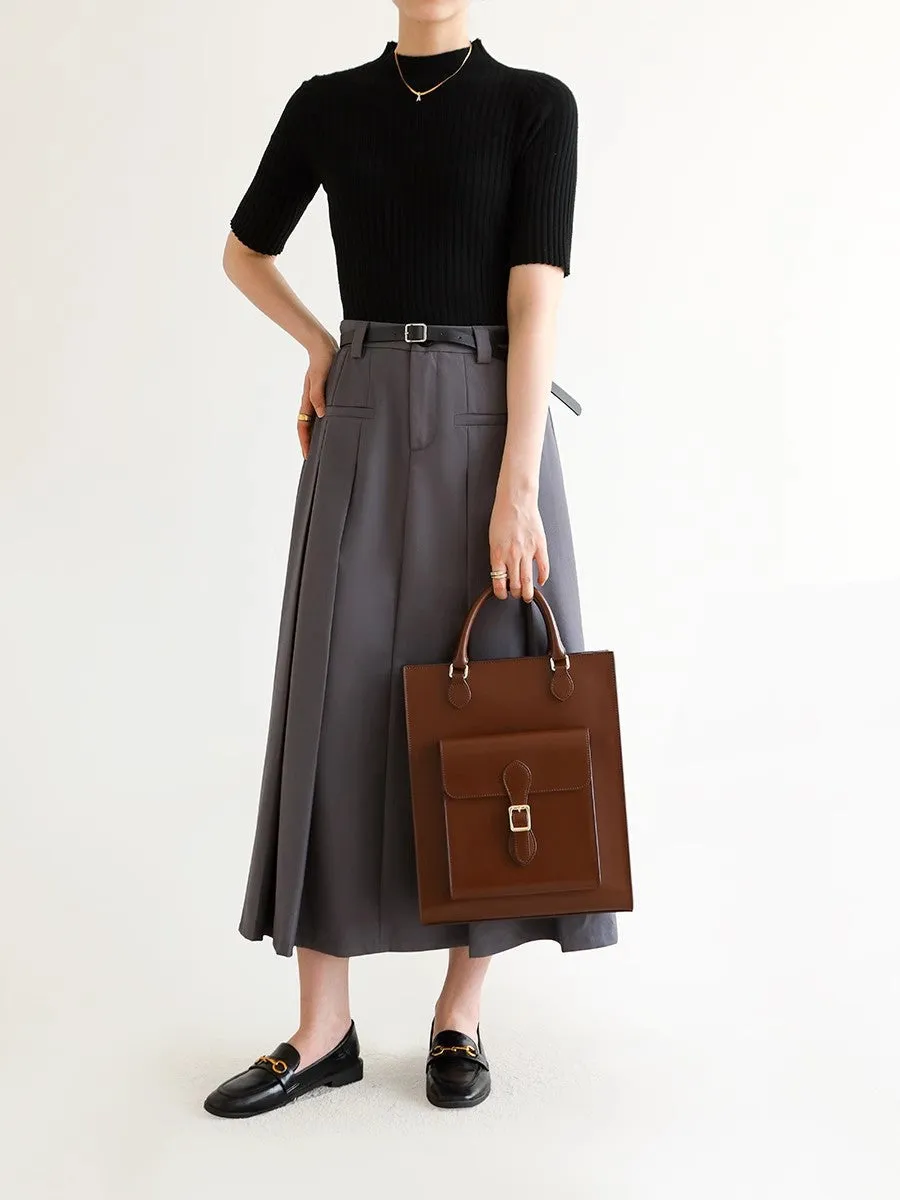 Chic Womens Genuine Leather Shoulder Bags Black Leather Tote