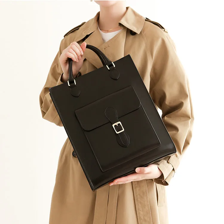 Chic Womens Genuine Leather Shoulder Bags Black Leather Tote