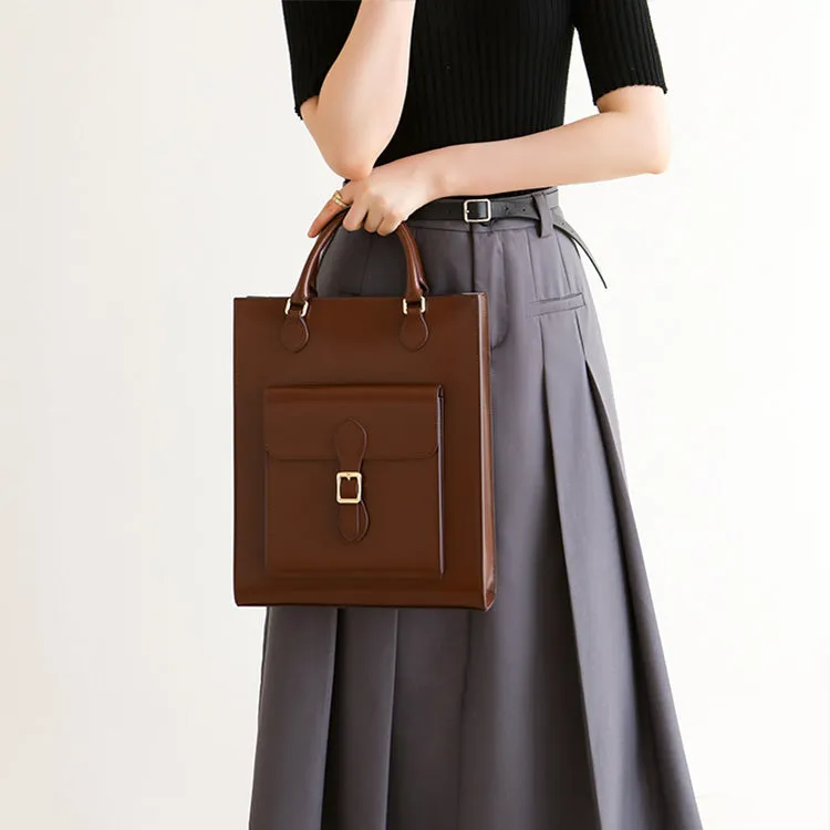 Chic Womens Genuine Leather Shoulder Bags Black Leather Tote