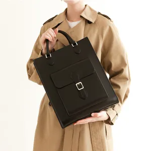 Chic Womens Genuine Leather Shoulder Bags Black Leather Tote