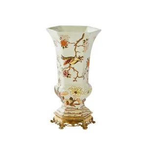 Chinoiserie Hexagon Vase in Cafe