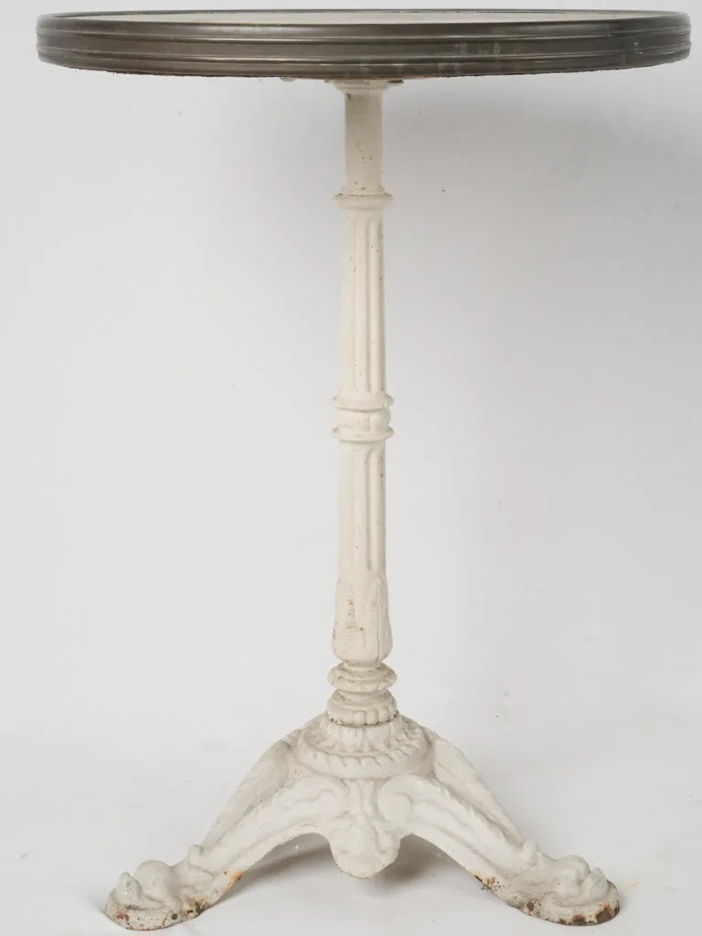 Classic Antique French Bistro Table w/ Marble Top & Cast Iron Base