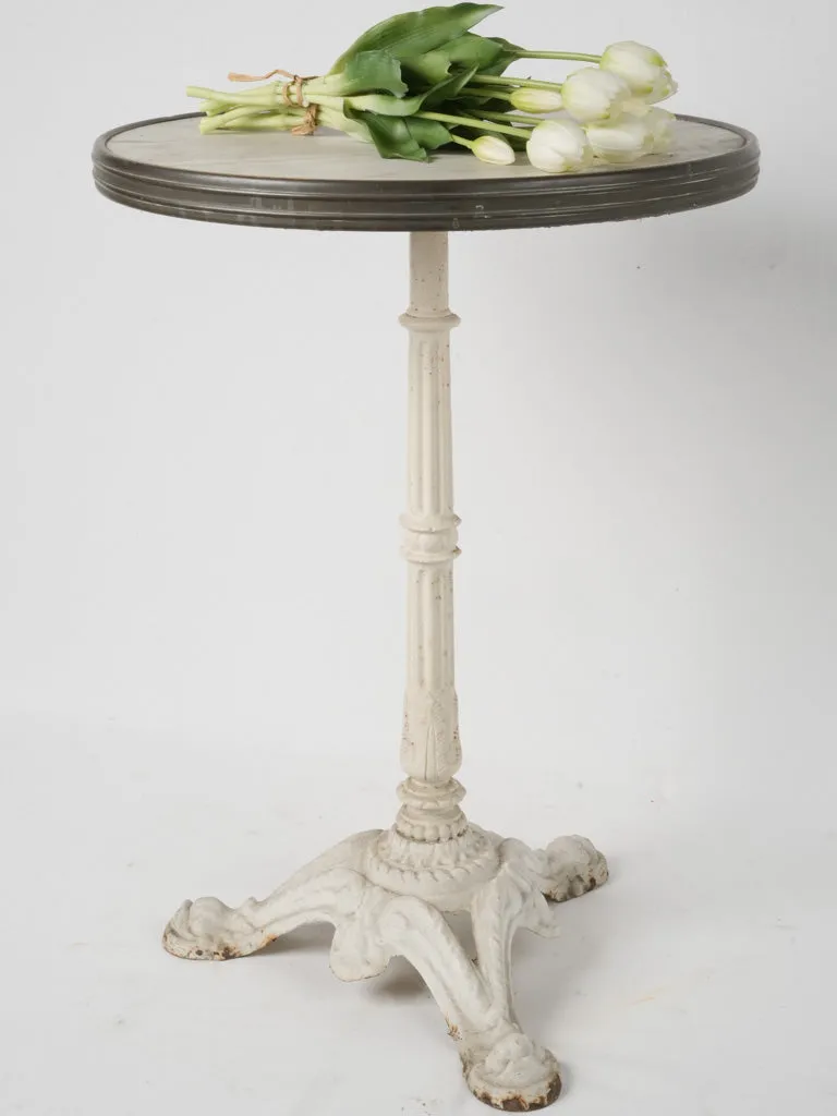 Classic Antique French Bistro Table w/ Marble Top & Cast Iron Base
