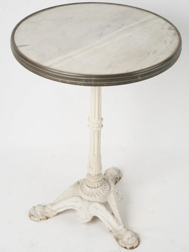 Classic Antique French Bistro Table w/ Marble Top & Cast Iron Base