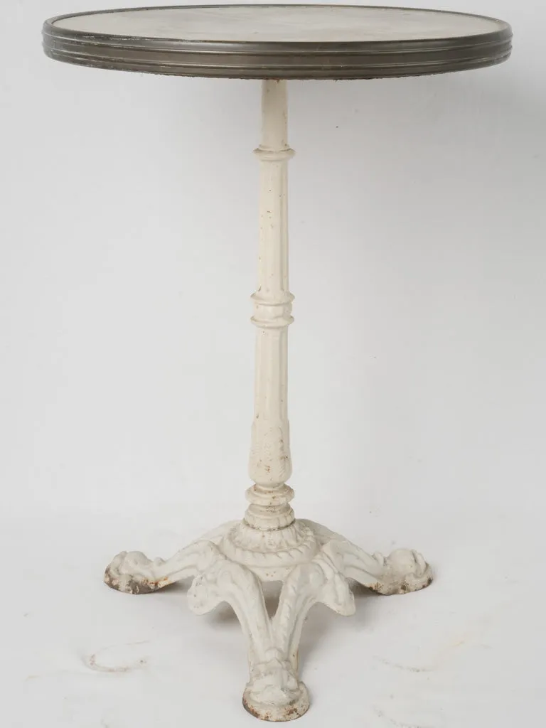 Classic Antique French Bistro Table w/ Marble Top & Cast Iron Base