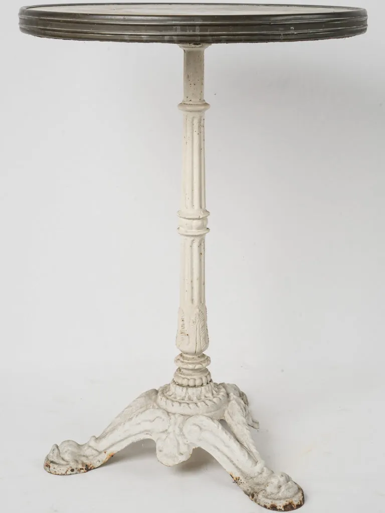 Classic Antique French Bistro Table w/ Marble Top & Cast Iron Base