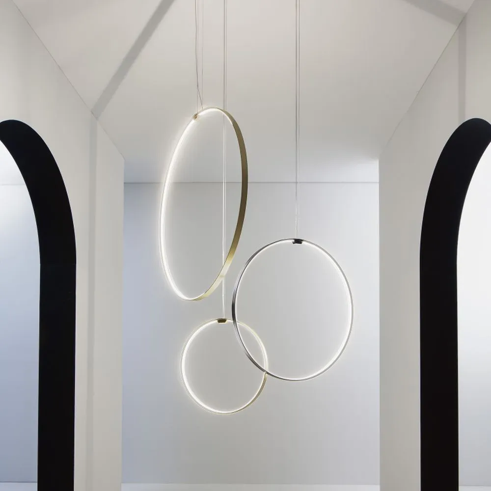 Contemporary Metal Vertical Circular Pendant