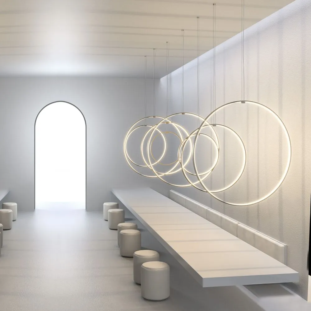 Contemporary Metal Vertical Circular Pendant