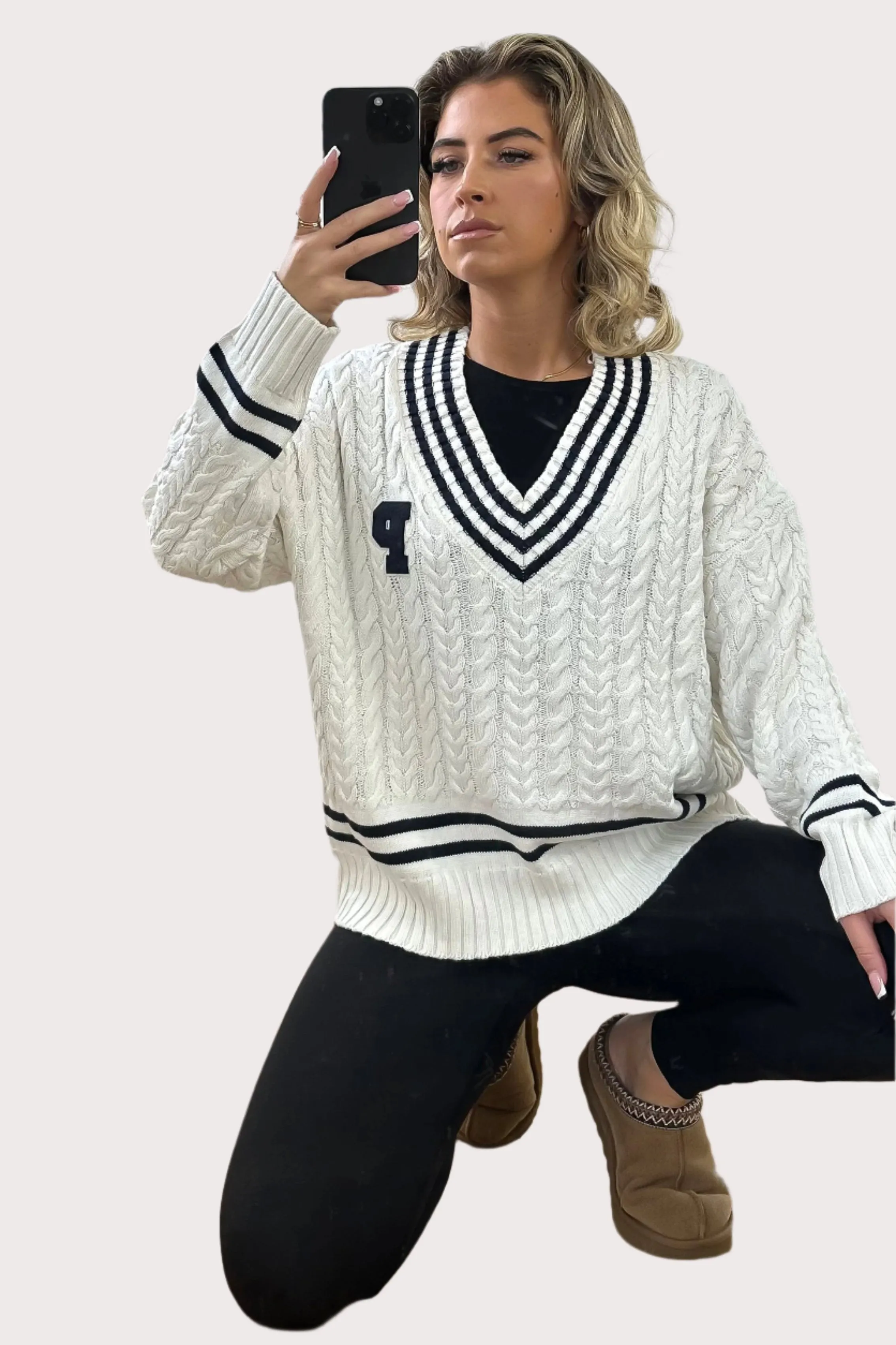 Contrast Details Varsity Pullover