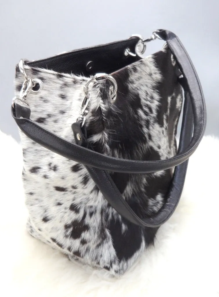 Cowhide Purse Black White