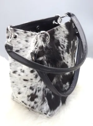 Cowhide Purse Black White