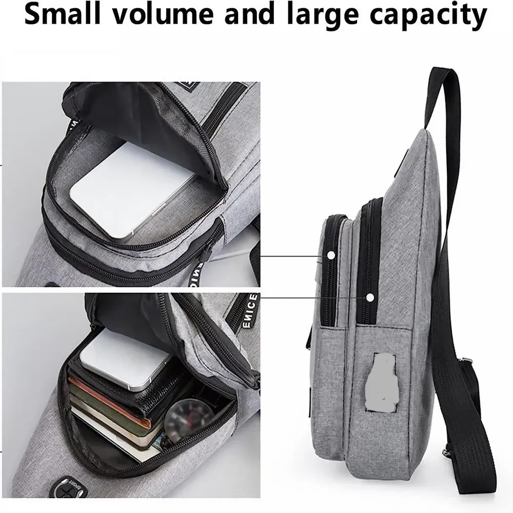 Crossbody Sling Bag, Waterproof Sling Backpack Bag with USB Charging Port, Anti-Theft Men's Multipurpose Crossbody Chest Bag
