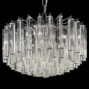 Custom Drum Chandelier With Murano Glass Prisms