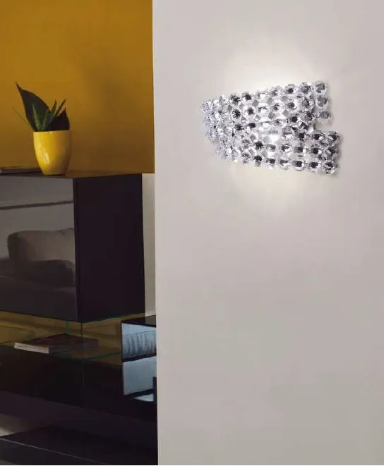 Diamante Premium Crystal & Nickel Wall Lamp By Marchetti