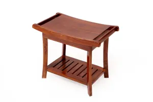 Double Handed Teak Wood Stool