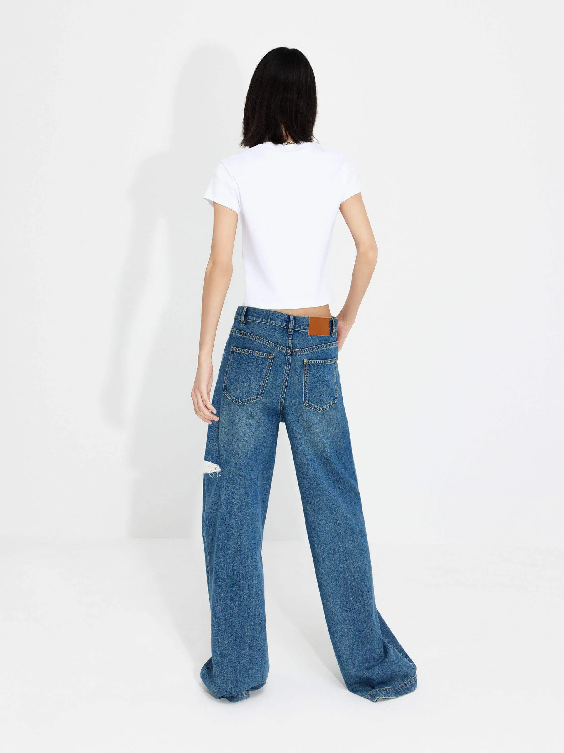 Drawstring Cutout Details Jeans