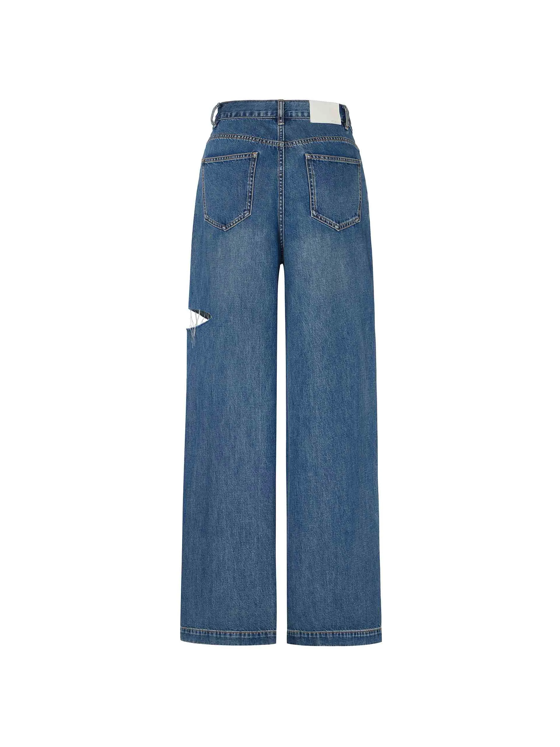 Drawstring Cutout Details Jeans