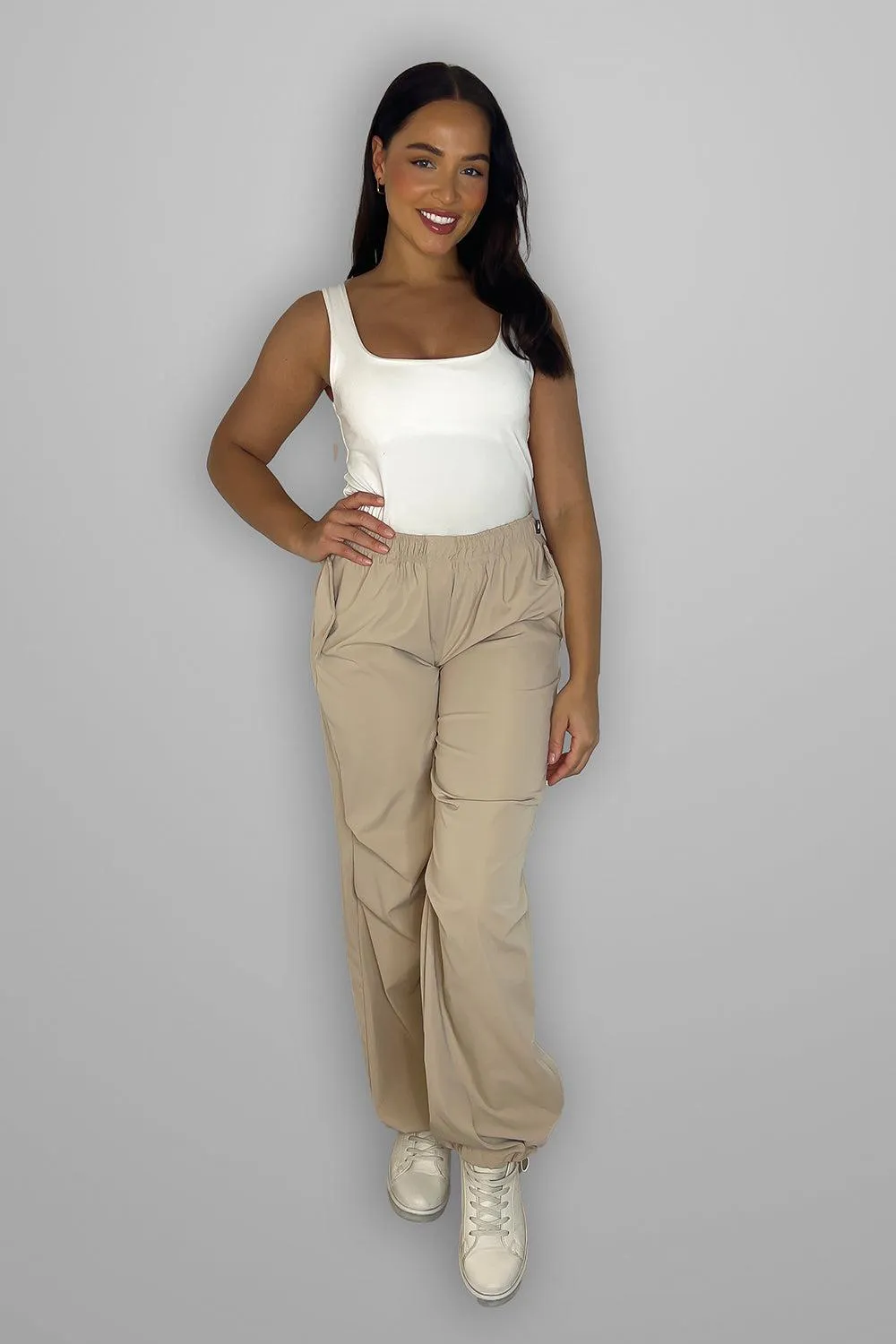Drawstring Details Shell Cargo Trousers