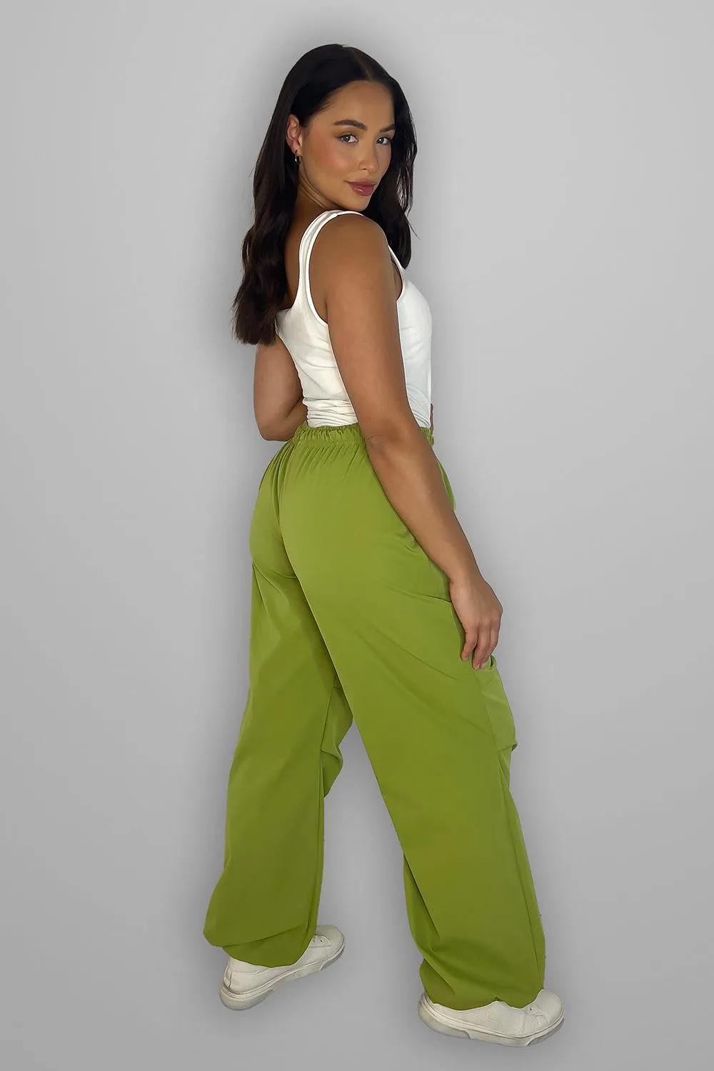 Drawstring Details Shell Cargo Trousers