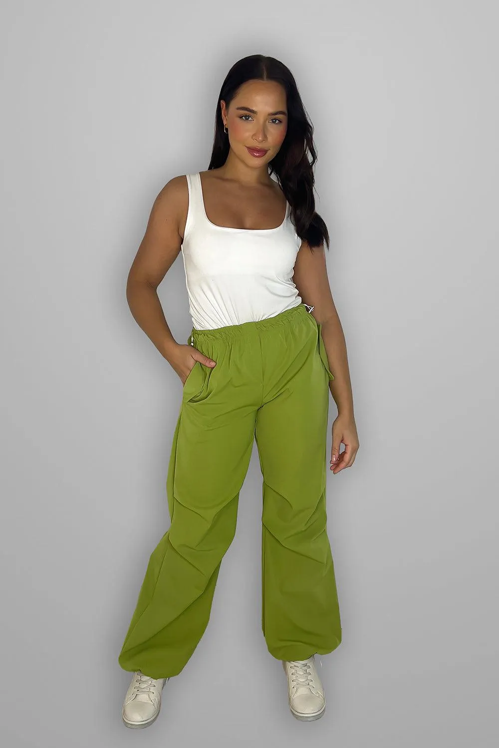 Drawstring Details Shell Cargo Trousers