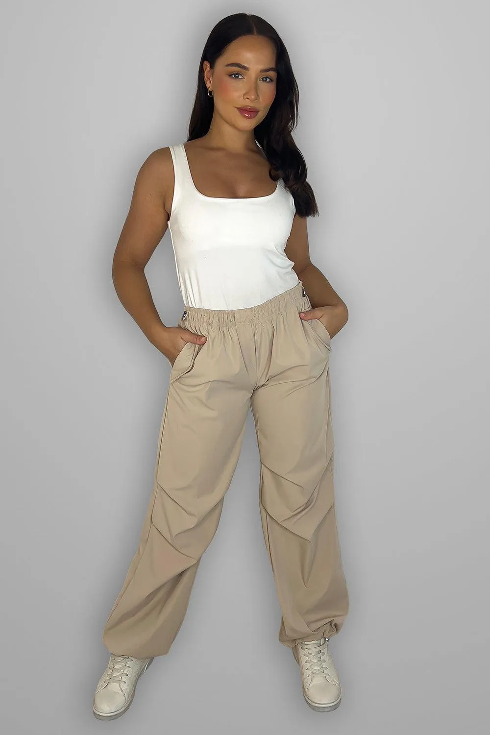 Drawstring Details Shell Cargo Trousers