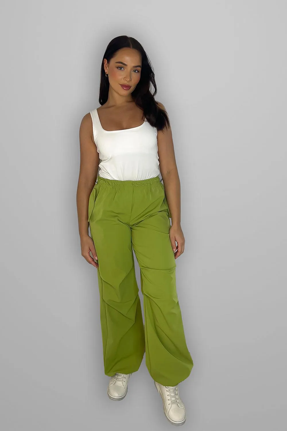 Drawstring Details Shell Cargo Trousers