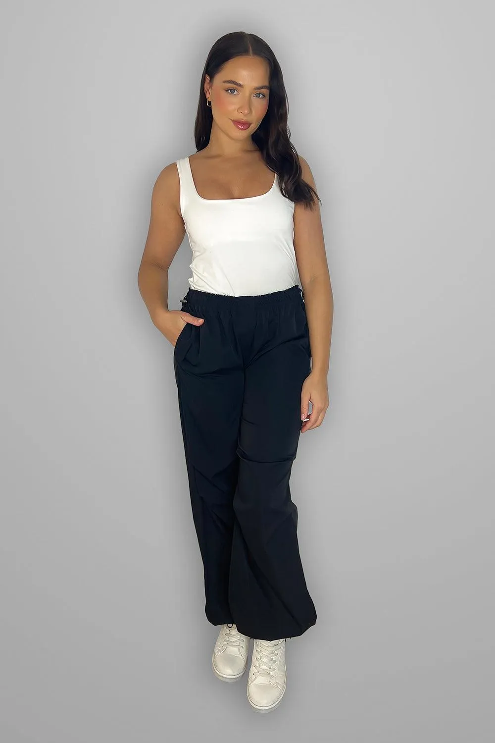 Drawstring Details Shell Cargo Trousers