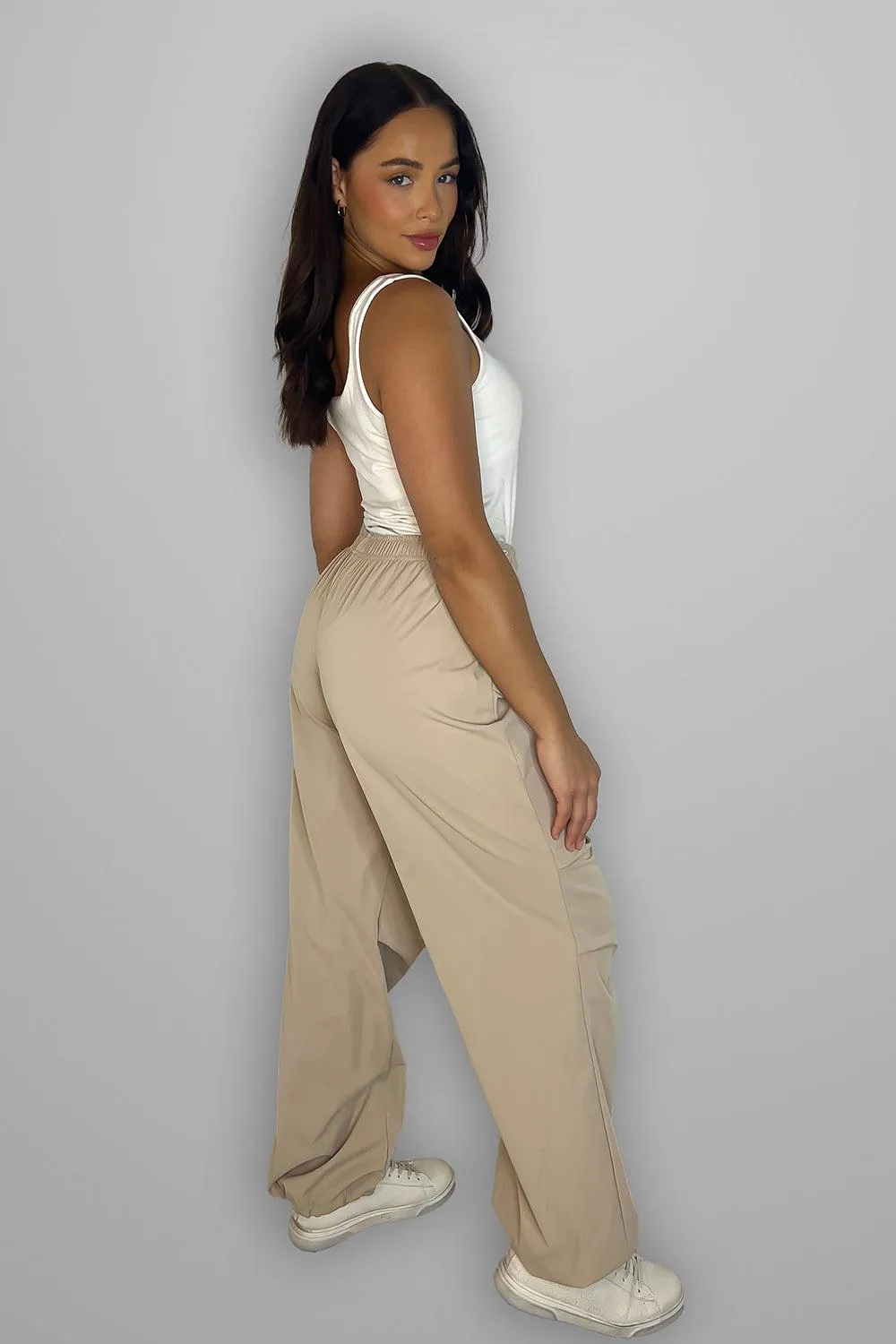 Drawstring Details Shell Cargo Trousers