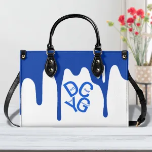 DRIP Blue Logo & White Multiple Sizes Upgraded Luxury Women PU Leather Handbag