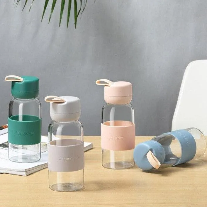 Eco-Friendly Glass Hydration Bottle with Silicone Protection - Stylish and Sustainable Essentials
