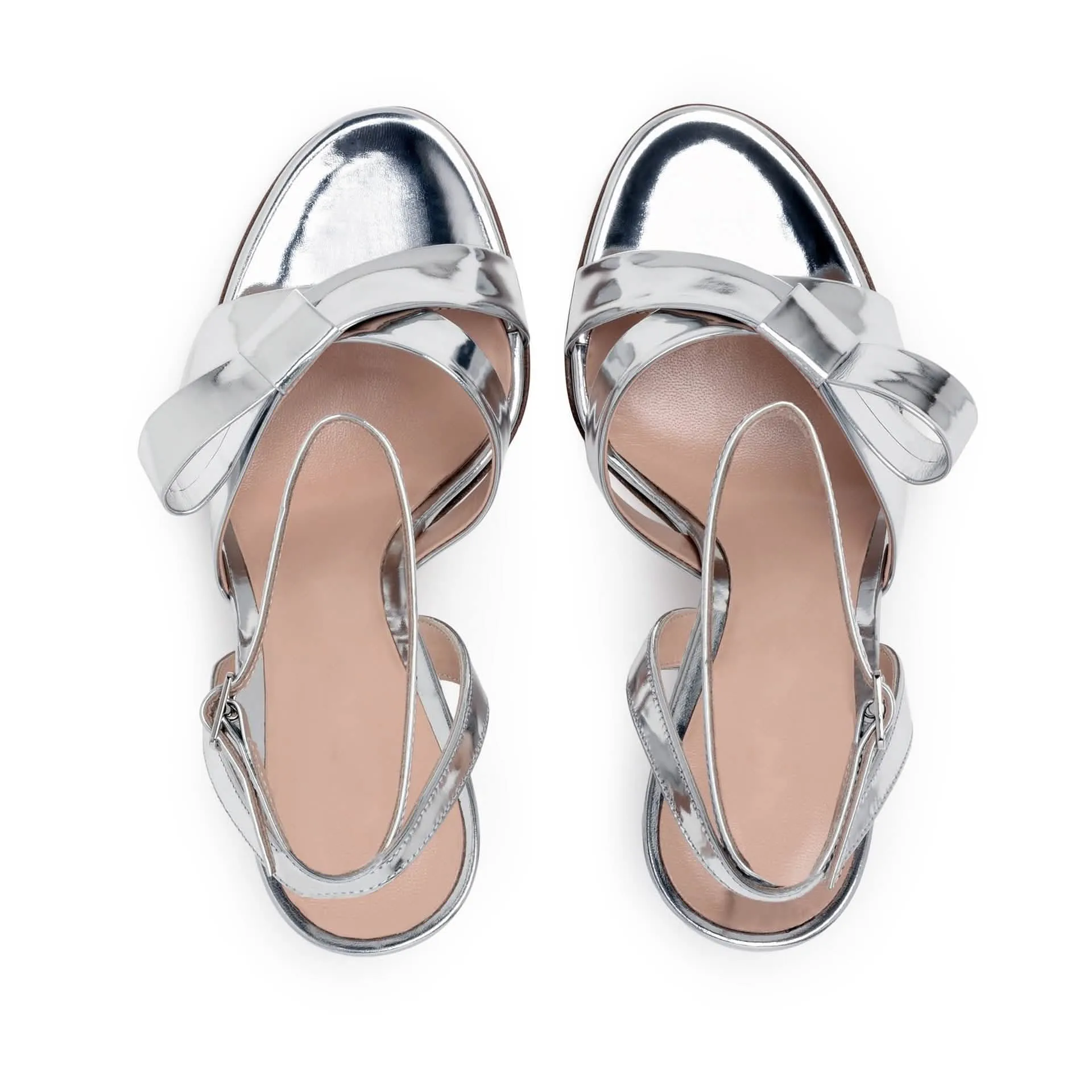 Elegant Bow Tie Chunky Heel Sandals with Chic Metal Details